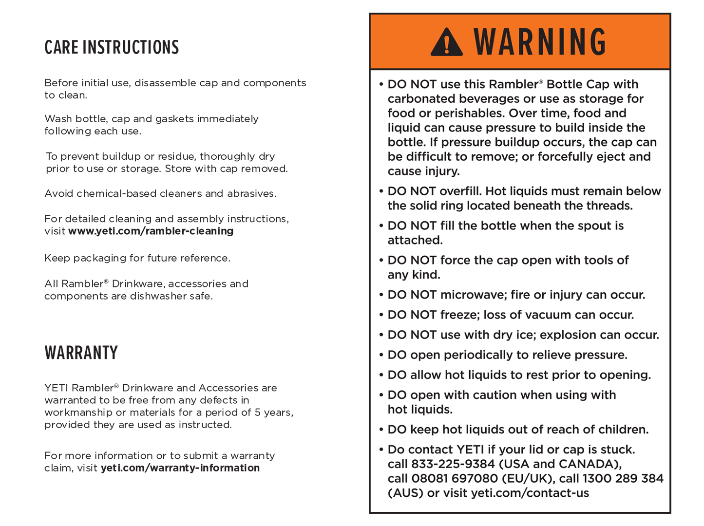 Warning Label Rambler® Bottle with Commuter or Cup Cap